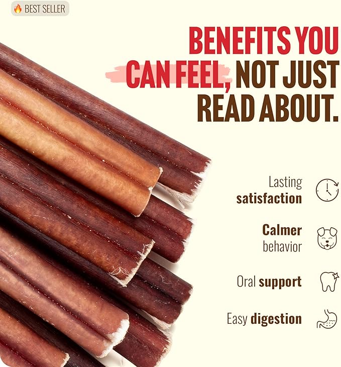 Natural Farm Odor-Free Bully Sticks (6 Inch, 6 Ounces), Packaged by Weight, 100% Beef Chews, Grass-Fed, Fully Digestible Treats to Keep Your Puppies, Small and Medium Dogs Busy
