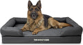 The Dog’s Bed Orthopedic Memory Foam Dog Bed with Bolsters, Oxford Fabric, Grey with Black Trim, XL