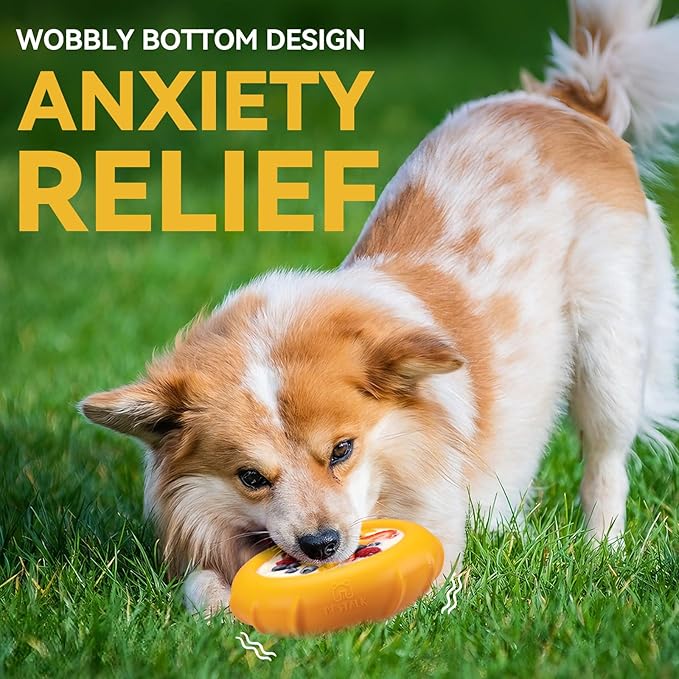 Dog Lick Bowl, Bestalk Wobbly Freeze Bowl Enrichment Feeder for Dogs, Anxiety Relief Lick Mat Puzzle Toy for Distraction, BPA Free Silicone, Dishwasher Safe(Orange,L)