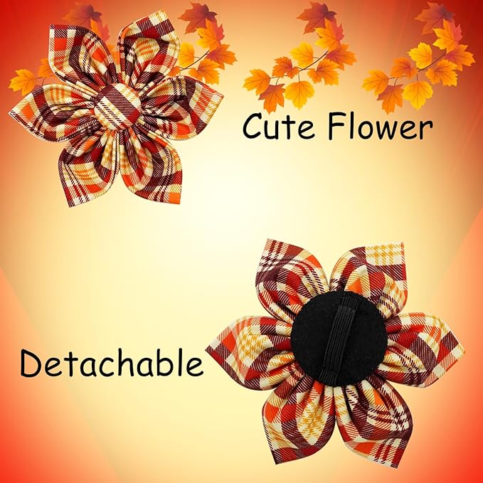 Elegant Tail Fall Little Dog Collar - Plaid with Flowers, Soft & Durable for Large Dogs