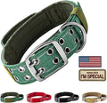 Annchwool Tactical Dog Collar for Medium and Large Dog,Adjustable Military Dog Collar with Soft Padded Handle,Heavy Duty Double Buckle Design(Green,XL)