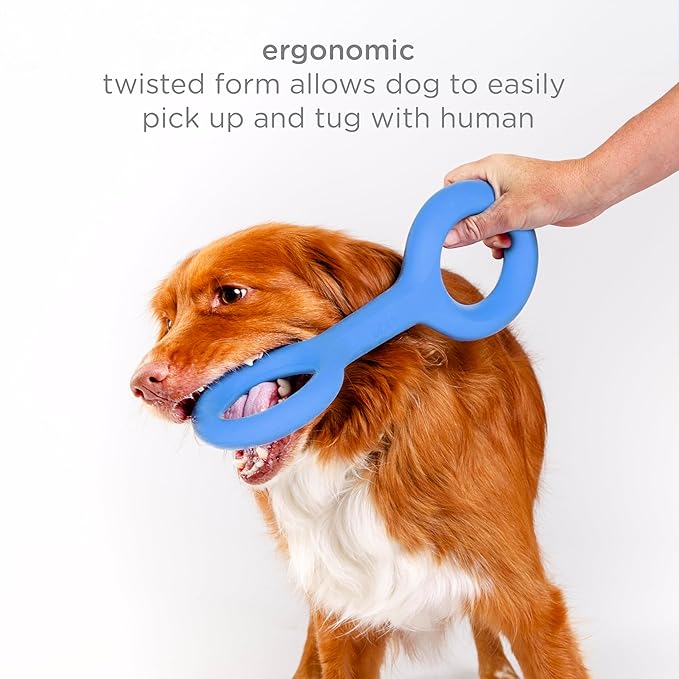 Ubbi Tuggle Dog Toy, Durable Natural Rubber Tug Toy with Ergonomic Grip for Medium to Large Dogs, Dishwasher Safe Interactive Fetch & Tug Toy, Blue