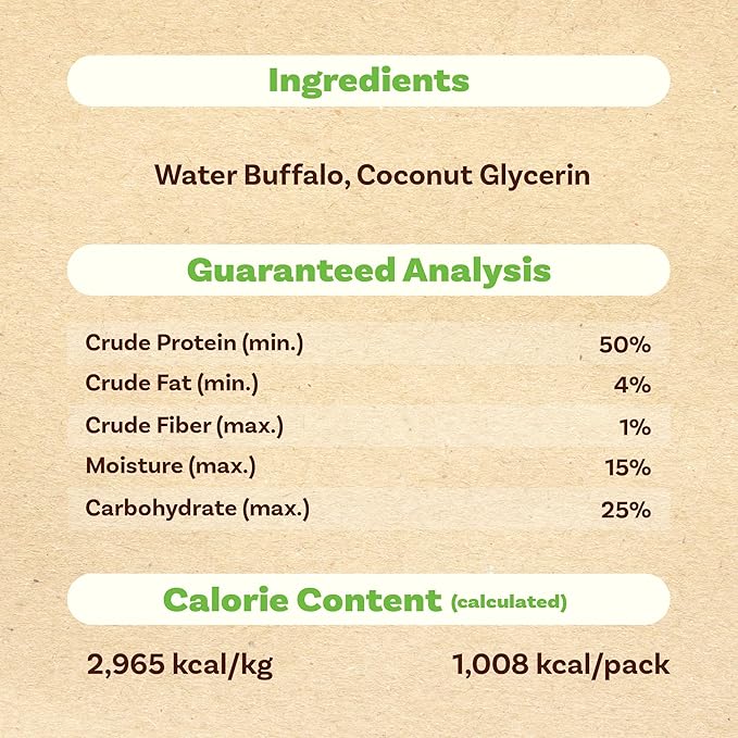 A Freschi srl Buffalo Dog Treats, All-Natural, Hypoallergenic, High Protein, Low Fat, Human Grade Puppy Chews – Healthy Grain-Free Training Treats, 12oz Jerky