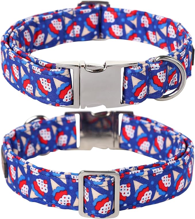 Lionet Paws Design Dogs Collar Cute Adjustable 4th of July Collars for Boy Male Small Medium Dogs with Sundae M