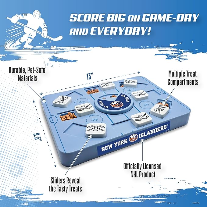Pets First NHL New York Islanders Large Puzzle Toy, New Size, Interactive Dog Treat & Slow Feeding Toy