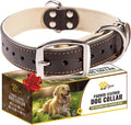 ADITYNA Heavy-Duty Leather Dog Collar for Medium Dogs - Soft Padded for Comfort - Black Dog Collar for Walking, Training, and Hiking