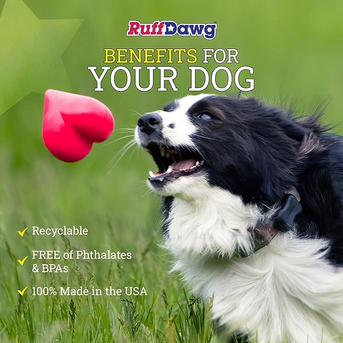 Ruff Dawg Dawg-Hart – Heart Shaped Rubber Toy – Floating & Bouncing Fetch Toy for Aggressive Chewers – Interactive & Fun – Neon Colors for Outdoor Play