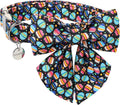 DOGWONG Easter Day Dog Collar-Cute Black Easter Dog Collar with Bow, Cotton Eggs Dog Collars with Metal Buckle for Small Medium Large Dogs
