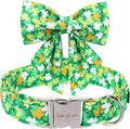 Unique style paws St. Patrick's Day Dog Collar with Bow Clover Collar with Flower for Small Medium Large Boys Girls Dogs