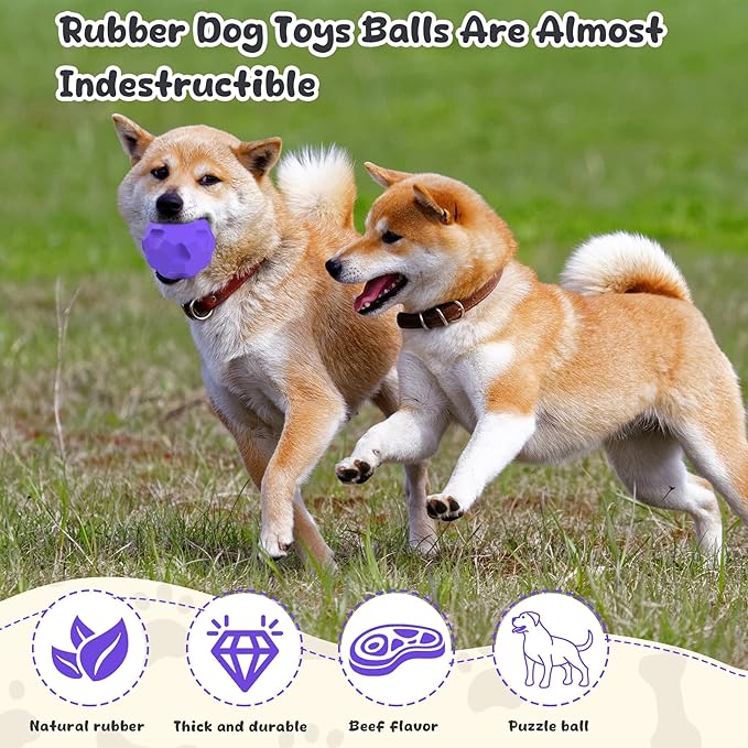 Durable Dog Balls, Dog Puzzle Toy for Boredom, Dogs Enrichment Toy, Interactive Treat Dispensing Balls for Large Dogs to Keep Them Busy