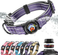 Upgrade Airtag Dog Collar,with IPX8 Waterproof AirTag Holder | Reflective Ultra-Durable | Soft Padded | Lock Buckle | Heavy Duty | Fit Small Medium Large Dogs（Purple，L(17"～23")）
