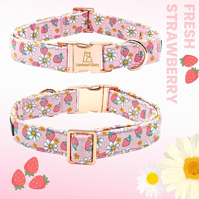 Lionheart glory Dog Collar Bow Collar Pink Dog Collar with Bow Tie Spring Summer Cute Collar Dog Female Soft Durable Adjustable Dog Collars for Small Dogs Pet Gift