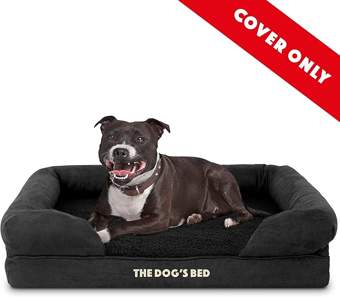 The Dog’s Bed Replacement Outer Cover, Plush Fabric, Black Plush, Medium