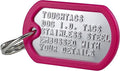 Dog Tags for Dogs, Custom Dog Collar ID Tag Personalized for Pets - Super Tough, Quiet Embossed Military Style Stainless Steel Dog Name tag (Pink)