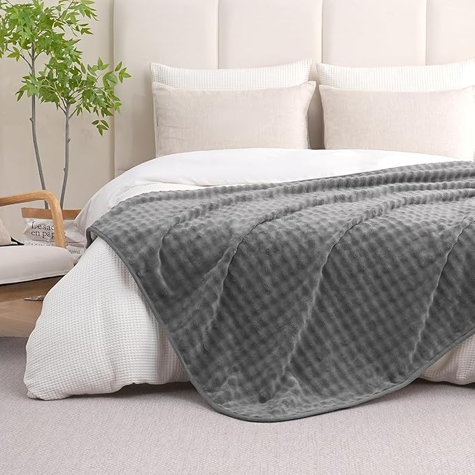 Waterproof Blanket for Bed Couch Sofa Car, Soft Leakproof Dog Blanket with 3D Bubble Pattern, Reversible Water Proof Pet Blankets for Dogs Cats Puppies (60"x80", Grey)