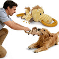 Corduroy Dog Chew Toy with Squeaker and Interactive Rubber Ring for Small Medium Large Breeds - Ideal for Tug of War and Fetch Play (Medium, Pony)