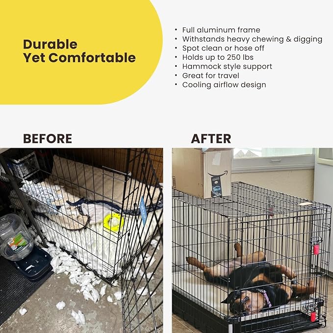 K9 Ballistics Chew Proof Elevated Cooling Outdoor Cot Bed for Small Dogs & Puppies - Virtually Indestructible, Preassembled, Withstands Aggressive Chewers - S, Ripstop Snow Camo