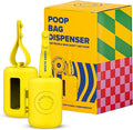 Dog Poop Bag Dispenser with 15 14" Bags Capacity | Yellow Silicone Dog Poop Bag Holder for Leash | Durable, Portable & Refillable Waste Bag Case | Only Fits Waste Happy bags