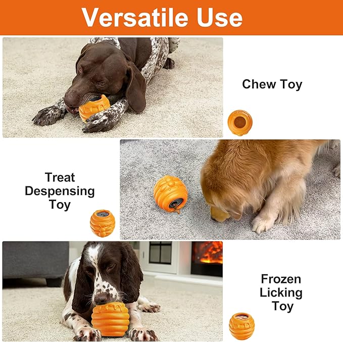 3 in 1 Durable Dog Toys for Aggressive Chewers 2 Pack, Dog Treat Dispenser and Enrichment Toys in Honey Pot Shape, Boredom Killing and Mental Stimulation Toys for Dogs to Keep Them Busy