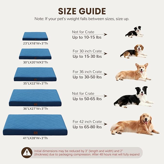 Orthopedic Dog Beds for Medium Dogs, Washable Pet Bed Mat with Removable Cover, Waterproof Egg Crate Foam Puppy Bed Anti Slip, 30" x 20"