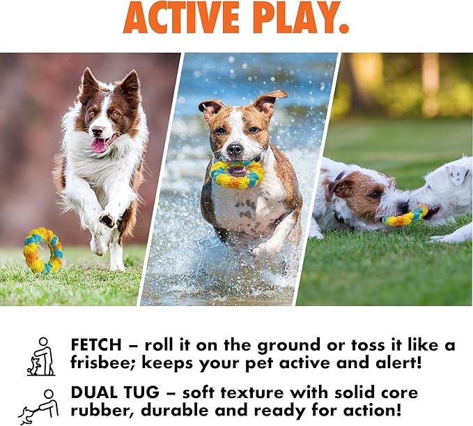 Max Fusion with Nike Grind, Arlee Roped Dog Toy, Chew Toy for Play, Fetch, Tug, L