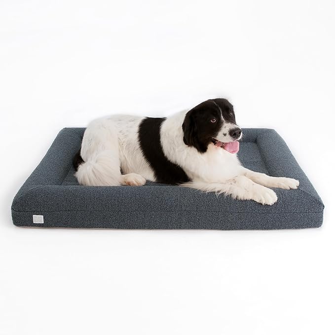 Luxury Boucle Orthopedic Memory Foam Dog Bed with Waterproof Liner and Machine Washable Cover with YKK Zippers (X-Large, 61" L x 44" W x 7" Th, Ocean Blue)