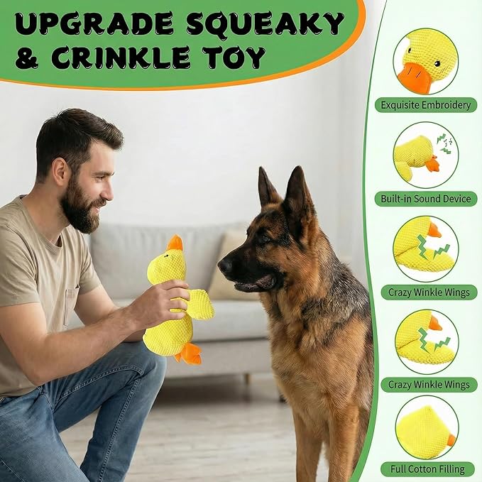 Paw-FECT Piece Plush Calming Duck Dog Toy, with Quacking Sound, Emotional Support Soft Chew Toy, Great for All Breed of Dogs