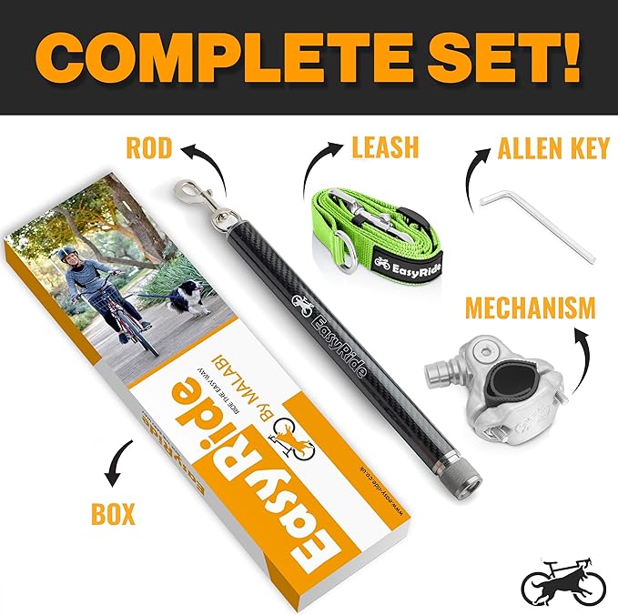 V2.0-180° Rotating Dog Bike Leash - with Shock Absorbers and Quick Attach Mechanism | Carbon Fiber | Detachable, Adjustable for The Smoothest Ride- Patent Pending (Green)