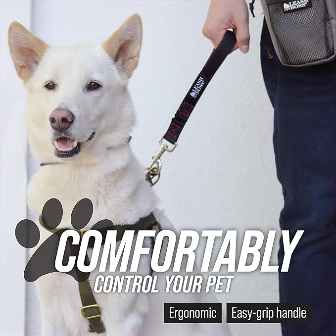Leash Boss Short Dog Leash With Padded Traffic Handle for Training and Walking | Comfortable Nylon Lead for Large, Medium, Small Dogs