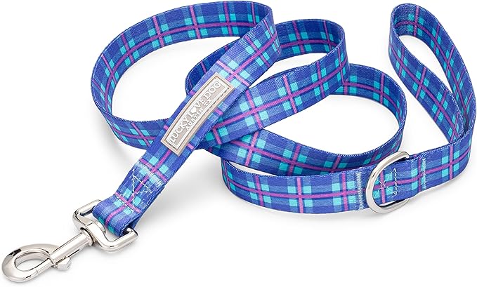 Lucky Love Dog, Blue & Violet Plaid Dog Leash - Comfy & Soft, Cute for Boy & Girl Dogs - Large, Scotty Leash