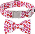 Lionet Paws Valentine's White Dog Collar, Cute Heart Dog Collar for Small Dogs, Adjustable Cotton Pet Puppy Collars for Small Dogs