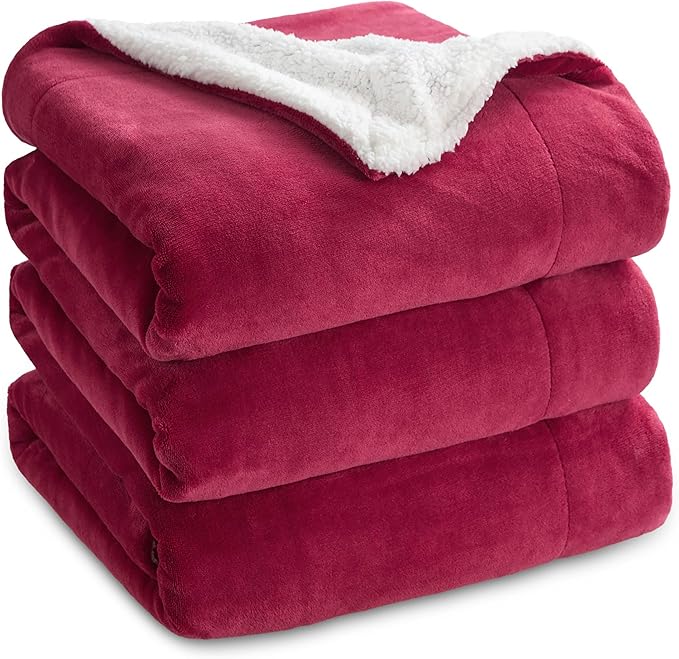 Bedsure GentleSoft Sherpa Fleece Blankets King Size for Bed, Non-Heated, Thick and Warm Throw for Girls and Women, Soft Fuzzy Plush King Blanket for Winter, Red, 108x90 Inches