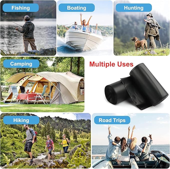 100 Pcs Portable Camping Toilet Bags, Biodegradable Porta Potty Bucket Toilet Bags, 8 Gallon Compostable Thickened Trash Garbage Bags