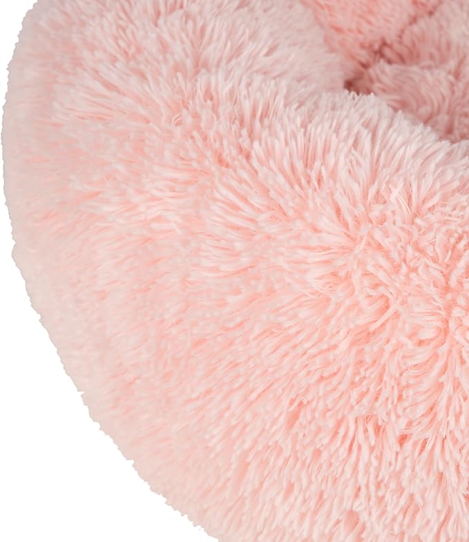 Best Pet Supplies Dog House Bed Crate Mat Tent Indoor Round Soft Plush for Small, Medium, and Large Breeds - Pink, 24 x 24 x 7