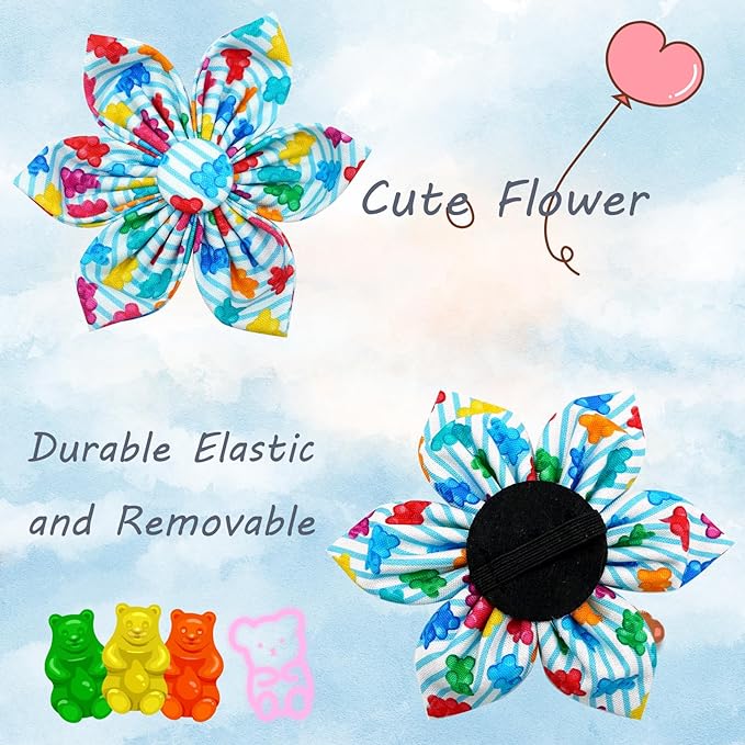 Elegant little tail Dog Collar, Dog Collar with Flower Boy Girl Pet Collar Flowers Soft Durable Dog Flower Collar for X-Small Dogs