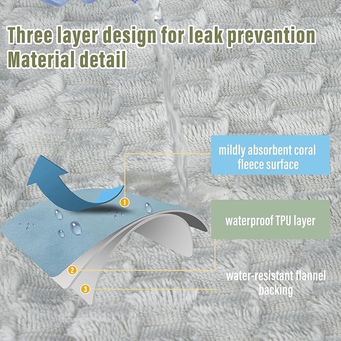 Water Resistant Blanket for Bed Couch Sofa, 60"x80" Reversible & Washable Microfiber Blanket, Queen Size Waterproof Throw, Pet Friendly & Leakproof (Glacier Gray/Cloud Gray)