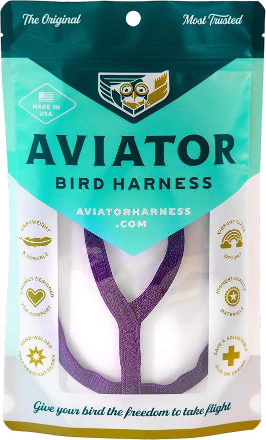 The AVIATOR Pet Bird Harness and Leash: X-Large Purple