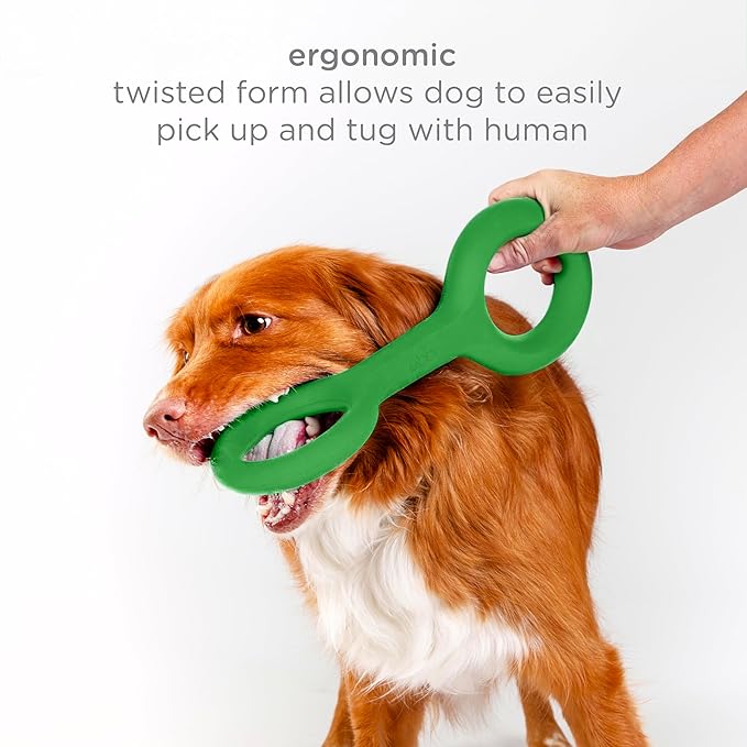 Ubbi Tuggle Dog Toy, Durable Natural Rubber Tug Toy with Ergonomic Grip for Medium to Large Dogs, Dishwasher Safe Interactive Fetch & Tug Toy, Green
