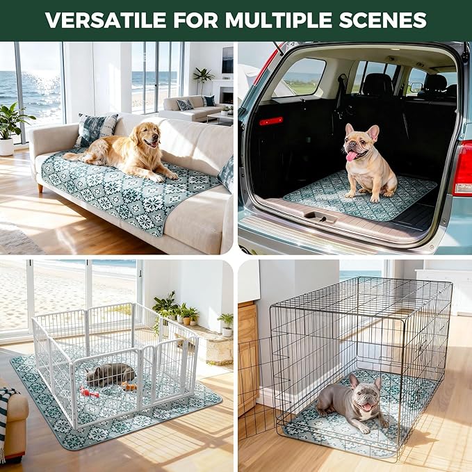 FXW Washable Pee Pads for Dogs, Puppy Pads with Super Absorbent, Specifically Designed for FXW Rollick/Homeplus 24inch 6 Panels Dog Playpen, 39" x 63" Rectangle, Tribal Blue, 1 Pack