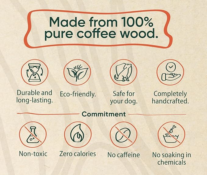 Coffee Wood Dog Chew Stick - 100% Natural Toy Safe, Durable (XL)