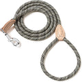Mile High Life Rope Leash with Genuine Leather Connection, 6 FT/5 FT/4 FT, Heavy Duty Leash for Small Medium & Large Dogs(Black Beige,60 Inch)