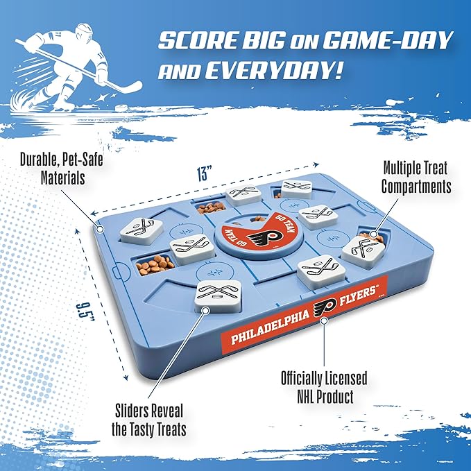 Pets First NHL Philadelphia Flyers Large Puzzle Toy, New Size, Interactive Dog Treat & Slow Feeding Toy