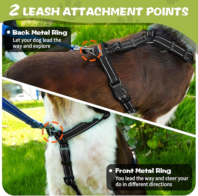 Dog Harness,Adjustable No Pull Dog Harness,Y-Shaped Design,Buckle-Neck Balance Harness with Reflective, Ideal for Dog Training Hiking, Easy Walk Harness,Durable High-Tensile Nylon Black-L