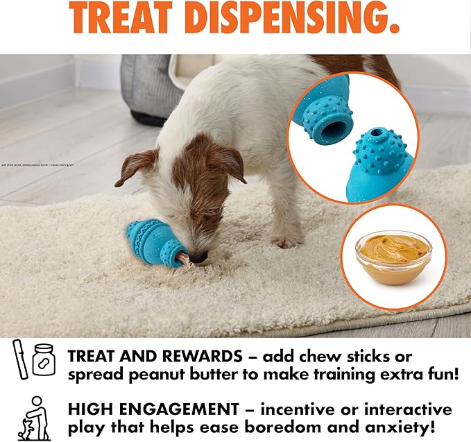 Max Fusion Made with Nike Grind, Arlee Cannon Treat Dispensing Dog Toy for All Dogs, Treat Dispenser, Durable Treat Toys, Natural Rubber Chew Toy, Medium, Orange, 1 Count