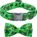 Elegant little tail St Patrick's Dog Collar - Green Lucky Clover Cotton Shamrock Pet Collar Bowtie Cute Collars with Bow Adjustable Pet Collars for X-Small Dogs