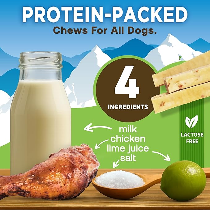 EcoKind Premium Gold Yak Cheese Himalayan Dog Chews, Dog Treats Large Breed, All Natural, High Protein Dog Chew, Chicken, Large - 12+ Chews (3 lbs)
