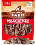 Natural Farm Odor Free Bully Sticks (2-3 Inch, 1 Pound) for Small & Medium Dogs - 100% Beef Chews for Pups, Non-GMO, Grain-Free, Fully Digestible Long Lasting Dog Treats