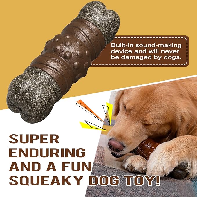 Dog Bones for Aggressive Chewers Dog Chew Toys Bully Sticks Dog Gifts for Large Dogs Bones Teeth Cleaning Squeaky Sounds Toys Indoor Outdoor Relieving Boredom