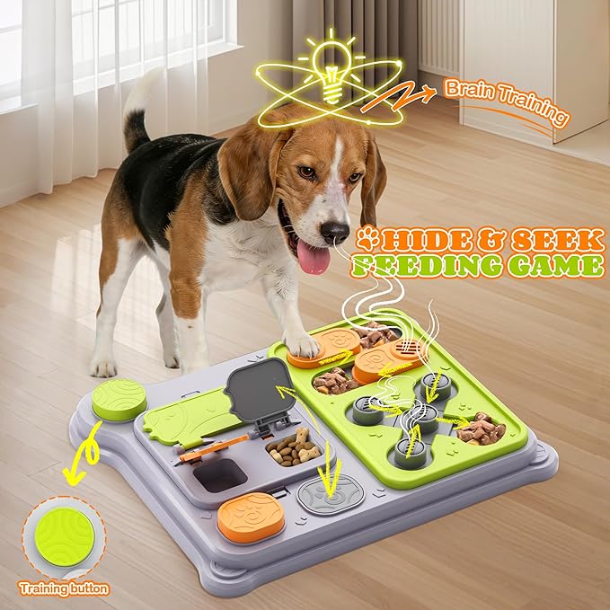Interactive Dog Toys Slow Feeder, Dog Puzzle Toy for IQ Training & Mental Stimulation, Easy to Clean Detachable Tray Non-Slip Base, Enrichment Toys for Small Medium Dogs, Green
