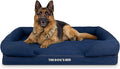 The Dog’s Bed Orthopedic Memory Foam Dog Bed with Bolsters, Oxford Fabric, Blue Denim, XL